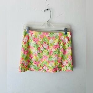 Lily Pulitzer bright floral Tate sunbonnet eyelet lace mini skirt size/0